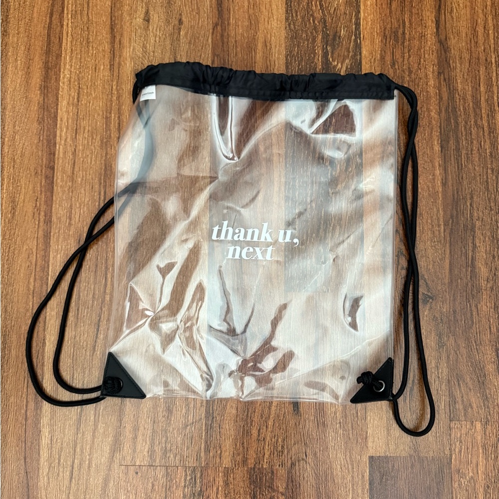 Ariana Grande Clear and Black Drawstring Bag